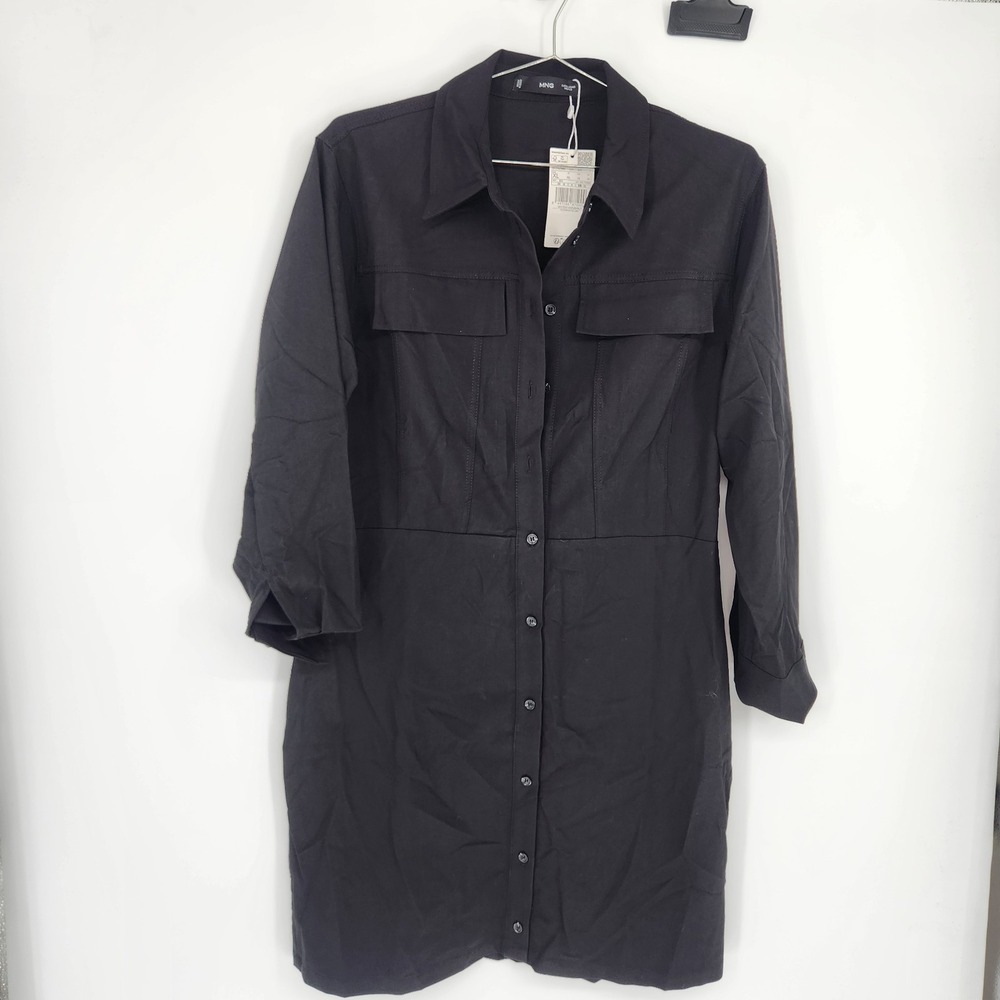 Mango Women's XL Black Short Shirt Dress NWT